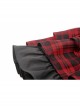 Personalized Red Plaid Woven Cascading Frills With Adjustable String Punk Style Halter Neck Dress