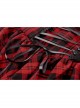 Personalized Red Plaid Woven Cascading Frills With Adjustable String Punk Style Halter Neck Dress