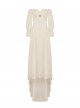 Yellow Sexy Loose Woven Fabric Back Adjustable Cross Tie Punk Style Floor Length Long Sleeved Dress