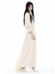 Yellow Sexy Loose Woven Fabric Back Adjustable Cross Tie Punk Style Floor Length Long Sleeved Dress