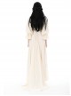 Yellow Sexy Loose Woven Fabric Back Adjustable Cross Tie Punk Style Floor Length Long Sleeved Dress
