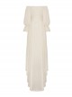 Yellow Sexy Loose Woven Fabric Back Adjustable Cross Tie Punk Style Floor Length Long Sleeved Dress