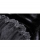 Black Velvet High Low Lace Hem With Ruffled Round Neck Gothic Style Long Sleeved Dress