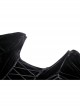 Black Velvet High Low Lace Hem With Ruffled Round Neck Gothic Style Long Sleeved Dress
