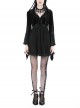 Black Velvet Rose Pattern Printed V Neck Tie Rope Gothic Wide Sleeved Dress