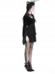 Black Velvet Rose Pattern Printed V Neck Tie Rope Gothic Wide Sleeved Dress