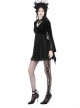 Black Velvet Rose Pattern Printed V Neck Tie Rope Gothic Wide Sleeved Dress