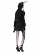 Black Velvet Rose Pattern Printed V Neck Tie Rope Gothic Wide Sleeved Dress