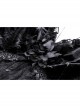 Black Velvet Rose Pattern Printed V Neck Tie Rope Gothic Wide Sleeved Dress