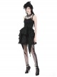 Sexy Black Velvet Patchwork Lace Print V Neck String Back Gothic Long Sleeved Dress