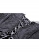 Sexy Black Velvet Patchwork Lace Print V Neck String Back Gothic Long Sleeved Dress