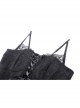 Sexy Black Woven Patchwork Lace Ruffled Chest Criss Cross Straps And Gothic Style Strapless Sleeveless Dress