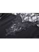 Black Sexy Woven Patchwork Lace Printed Back Hollow Gothic Style Long Sleeved See Through Dress