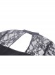 Black Sexy Woven Patchwork Lace Printed Back Hollow Gothic Style Long Sleeved See Through Dress