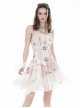 Asymmetrical White Printed Tie Dye With Adjustable Straps Punk Style Lace Dress