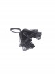 Simple Black Woven Lapel Lace Webbing Decoration With Buttons Gothic Style Long Sleeved Dress