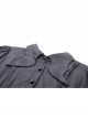 Simple Black Woven Lapel Lace Webbing Decoration With Buttons Gothic Style Long Sleeved Dress