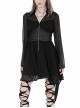 Black Flowing Two Piece See Through Mesh Punk Style Wide Sleeved Dress