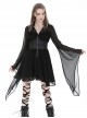 Black Flowing Two Piece See Through Mesh Punk Style Wide Sleeved Dress