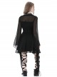 Black Flowing Two Piece See Through Mesh Punk Style Wide Sleeved Dress
