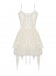 Sexy White Velvet Front And Back Adjustable Tie Punk Style Sleeveless Suspender Dress