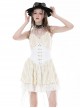 Sexy White Velvet Front And Back Adjustable Tie Punk Style Sleeveless Suspender Dress