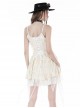 Sexy White Velvet Front And Back Adjustable Tie Punk Style Sleeveless Suspender Dress