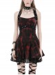Sexy Lace Suspender Black And Red Tie Dyed Adjustable Strap Punk Style Rock Dress