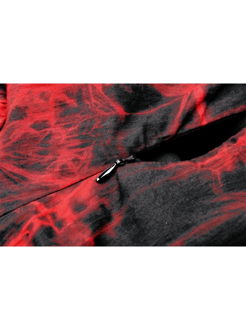 Sexy Lace Suspender Black And Red Tie Dyed Adjustable Strap Punk Style Rock Dress