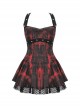 Sexy Lace Suspender Black And Red Tie Dyed Adjustable Strap Punk Style Rock Dress
