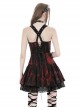 Sexy Lace Suspender Black And Red Tie Dyed Adjustable Strap Punk Style Rock Dress