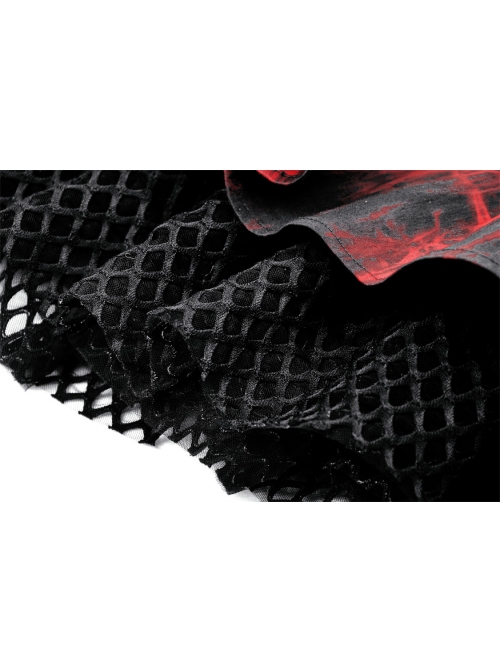 Sexy Lace Suspender Black And Red Tie Dyed Adjustable Strap Punk Style Rock Dress