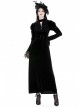 Black Soft Velvet With Metal Cross On The Chest Gothic Waist Long Sleeved Dress