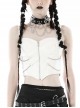 Sexy White Woven Front Metal Chain Back With Adjustable Straps Punk Style Suspender Corset
