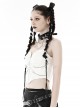 Sexy White Woven Front Metal Chain Back With Adjustable Straps Punk Style Suspender Corset