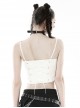 Sexy White Woven Front Metal Chain Back With Adjustable Straps Punk Style Suspender Corset