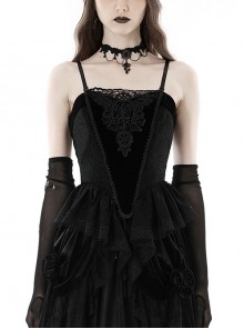 Black Vintage Court Velvet Strappy Gothic Corset