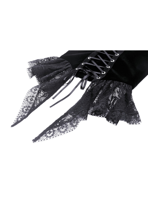 Black Vintage Court Velvet Strappy Gothic Corset