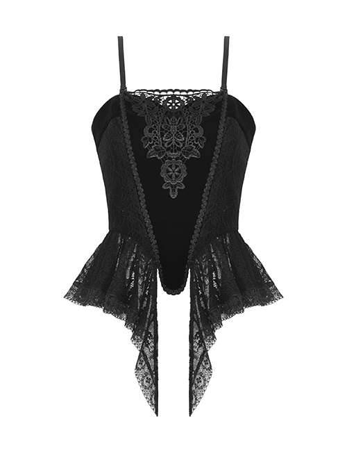 Black Vintage Court Velvet Strappy Gothic Corset