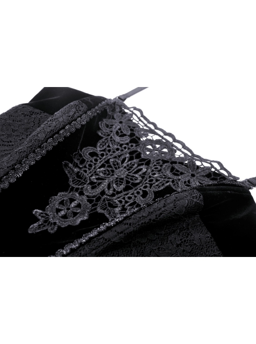 Black Vintage Court Velvet Strappy Gothic Corset