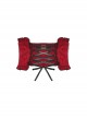 Blood Red Woven Pattern Print Front Center Cross Decoration Back Tie Design Gothic Style Waist Belt