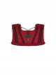 Blood Red Woven Pattern Print Front Center Cross Decoration Back Tie Design Gothic Style Waist Belt