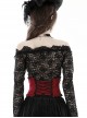 Blood Red Woven Pattern Print Front Center Cross Decoration Back Tie Design Gothic Style Waist Belt
