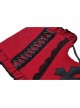 Blood Red Woven Pattern Print Front Center Cross Decoration Back Tie Design Gothic Style Waist Belt