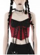 Black And Red Sexy Tie Front Decorated With Metal Rivets In The Middle Gothic Style Corset
