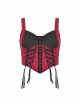 Black And Red Sexy Tie Front Decorated With Metal Rivets In The Middle Gothic Style Corset
