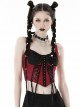 Black And Red Sexy Tie Front Decorated With Metal Rivets In The Middle Gothic Style Corset