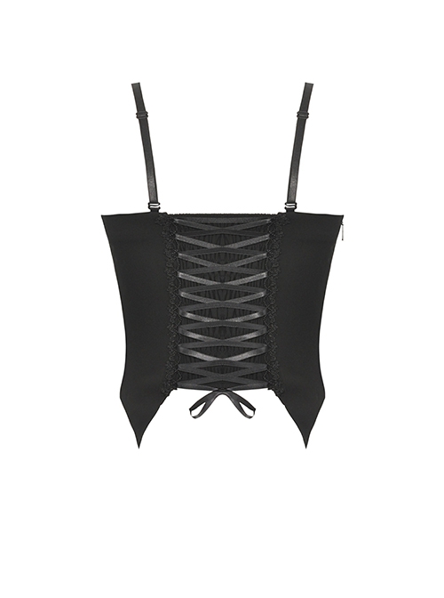 Personalized Black And Red Front And Back Cross Tie Waist Faux Leather Belt Decoration Gothic Spiked Corset