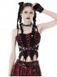 Personalized Black And Red Front And Back Cross Tie Waist Faux Leather Belt Decoration Gothic Spiked Corset
