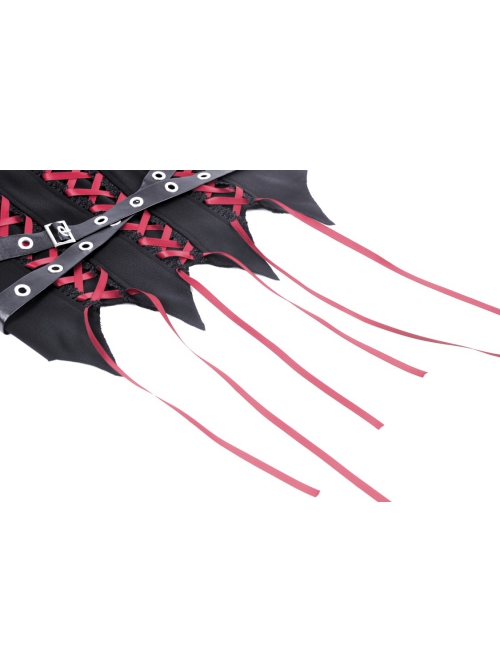Personalized Black And Red Front And Back Cross Tie Waist Faux Leather Belt Decoration Gothic Spiked Corset